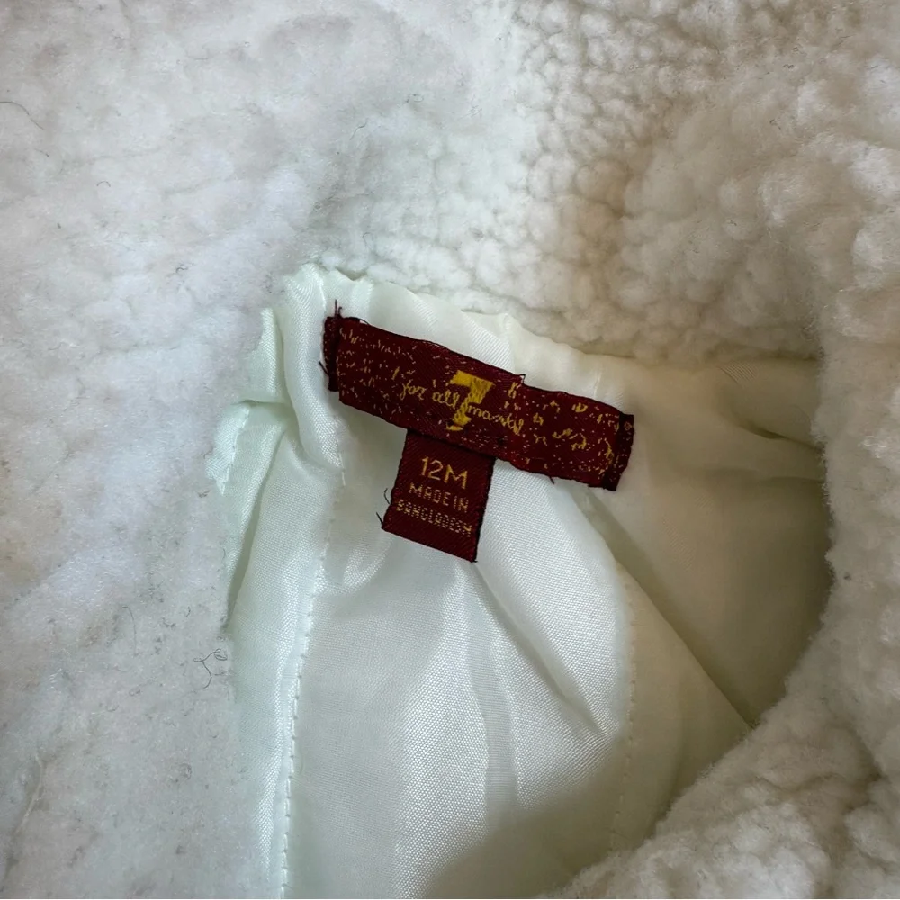 7 for all mankind baby sherpa white jacket size 12 mo NWOT